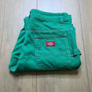Y2K Dickies Women Sz 5/27 Duck carpenter pants in Green Straight Fit Pants Retro
